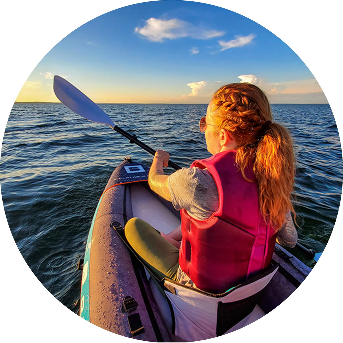 BRIGHT BLUE Inflatable Touring White Fluid Paddling Kayak 1-2 Persons sit-on with Paddles,Hand Pump,Backpack,Fins