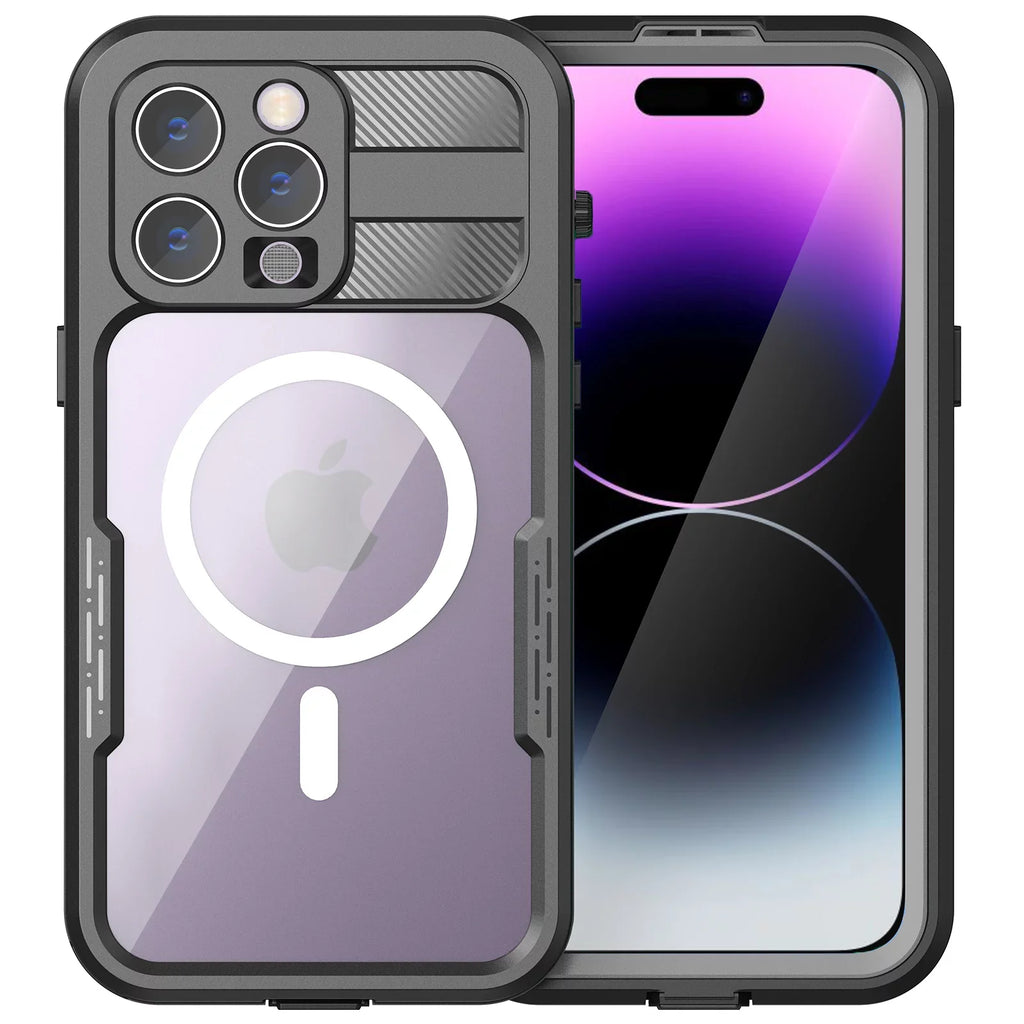 for iPhone 14 Pro 6.1" Case Liquid Built-in 6H Display Protector [Real 360][IP68 Liquid Military Dropproof][Dustproof][Compatible with MagSafe] for iPhone 14 Pro - Black