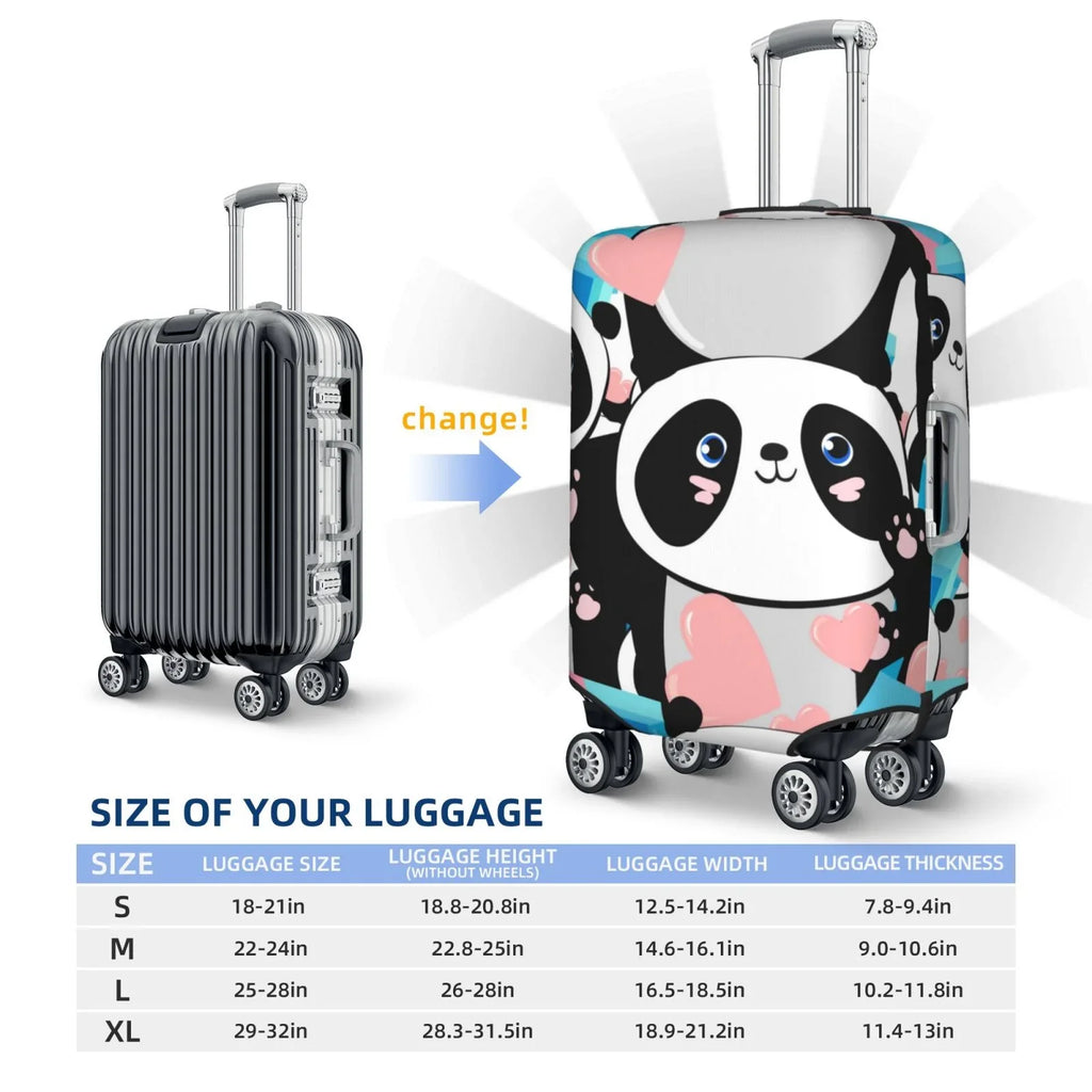 Haiem Panda Cute Pink Hearts Luggage Long-lasting Washable Suitcase Protector With Anti-Scratch Technology - Keep Your Luggage Looking New Medium