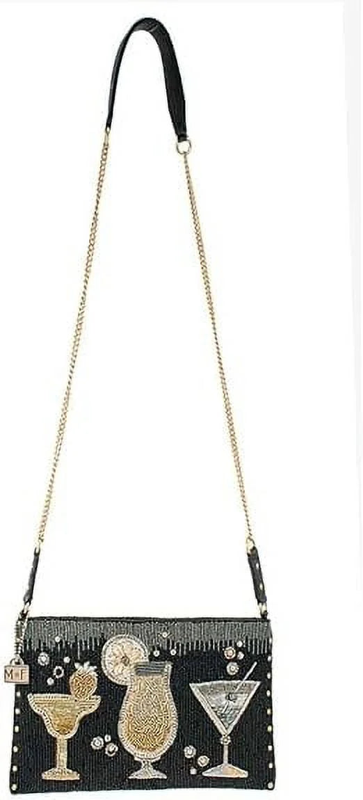 Mary Frances Another Round Crossbody Clutch Cocktails Handbag, Black