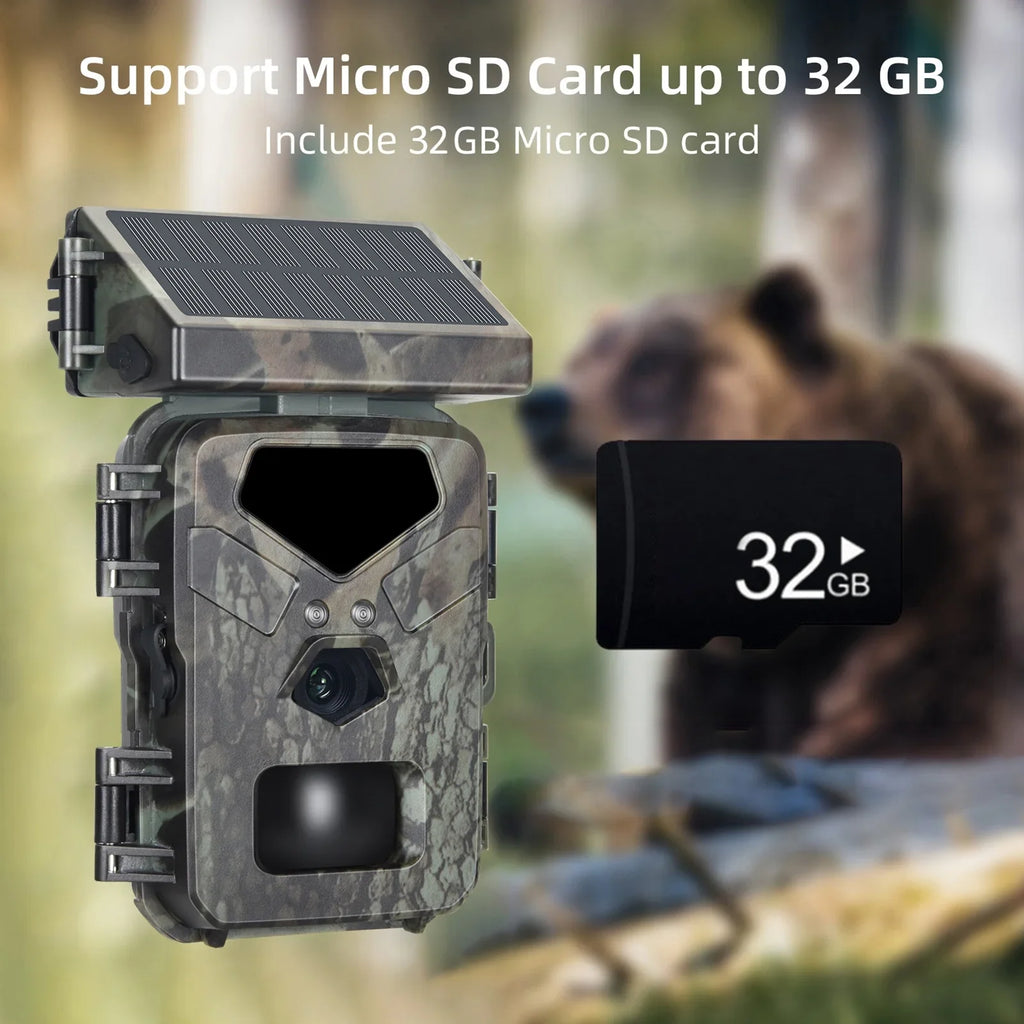 TOMSHOO Trail Camera Solar Powered 20MP 1080P Game Camera 0.3s Trigger Time Hunting Cam with Night Vision Motion Activated IP65 Liquid Loop Recording for Wildlife