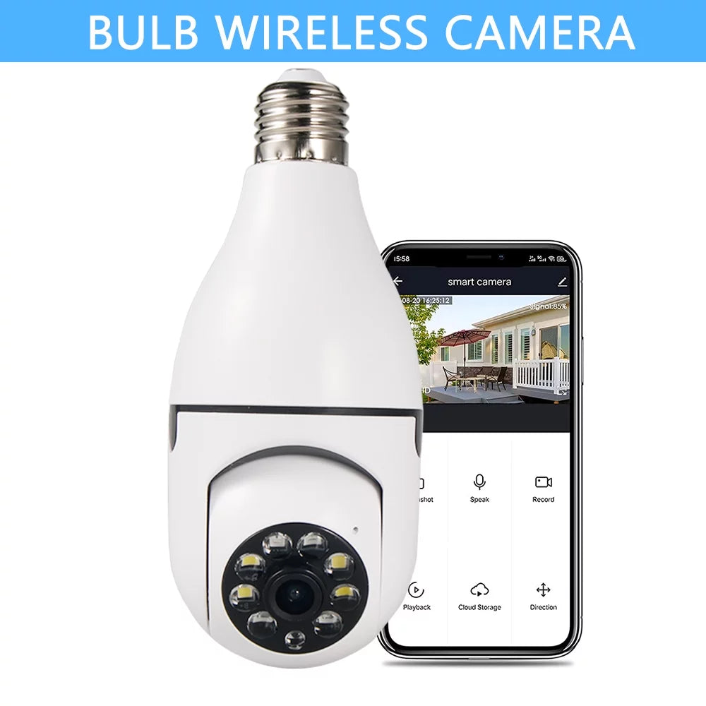 JahyShow 5GHz E27 Light Bulb Camera, 1080P Home Surveillance Cameras Wireless CCTV with 360 Degree Panoramic View Lens, Night Vision, Remote Viewing, Motion Detection, Two Way Audio (2 Pack)