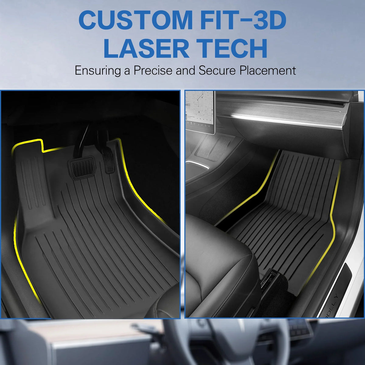 WEIZE Floor Mats Set for Tesla Model Y 2021-2023 2024, All Weather TPE Fluid Anti-Slip Front & Rear Trunk Mats Cargo Liners Accessories, Custom Fit for Tesla 5-Seater, Set of 6 Mats