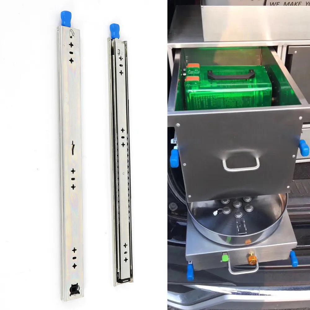Drawer Slides Heavy Duty Runner Lock Full Extension Trailer Fridge Draw 24"Inch