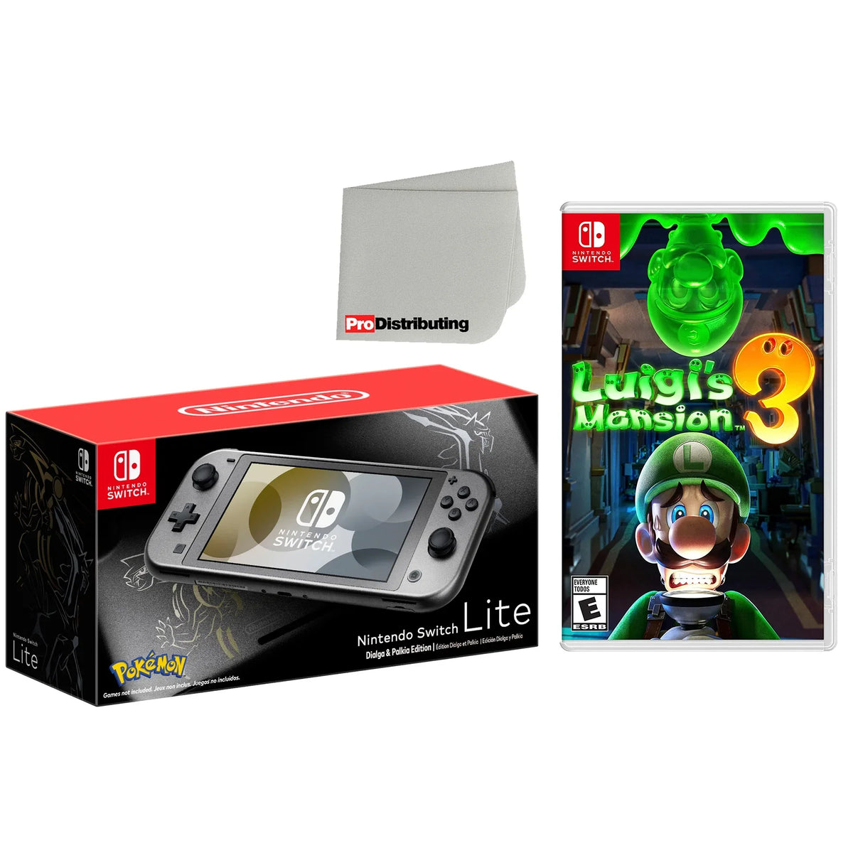 Nintendo Switch Lite Pokemon Dialga & Palkia Edition 32GB Handheld Video Game Console with Luigi's Mansion 3 Game Bundle
