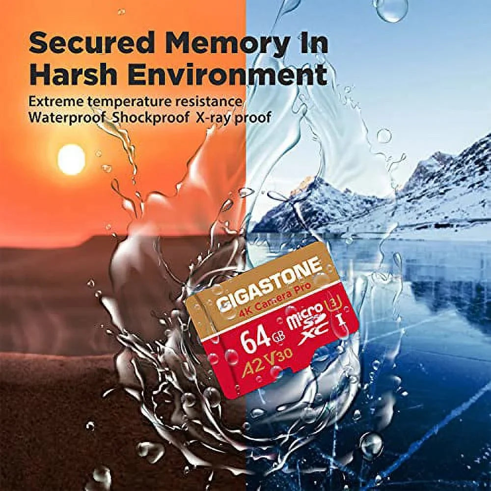 Gigastone 64GB Micro SD Card, 4K Video Recording, 4K Camera Pro, compatible with Nintendo Switch, Dash Cam, GoPro Cameras, R/W up to 95/35 MB/s, Micro SDXC UHS-I A1 V30 Class 10, 5 Pack (5x64GB)