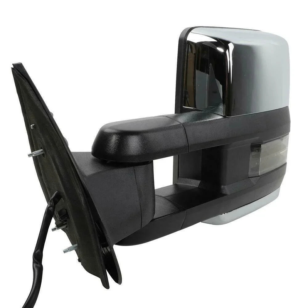 Teledu Power Heated Chrome Towing Mirrors For Chevrolet GMC LED Signal&Backup Lamp