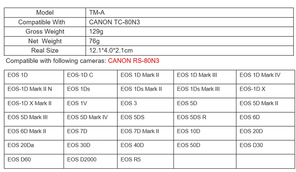 JJC TM-A Intervalometer Timer Remote Shutter Cord for EOS 1D 1D C 1D Mark II III IV II N 1Ds Mark II III 1D X 1D X Mark II 5D Mark II III IV 5DS 5DS R 6D 6D Mark II 7D 7D Mark II 50D EOS R5