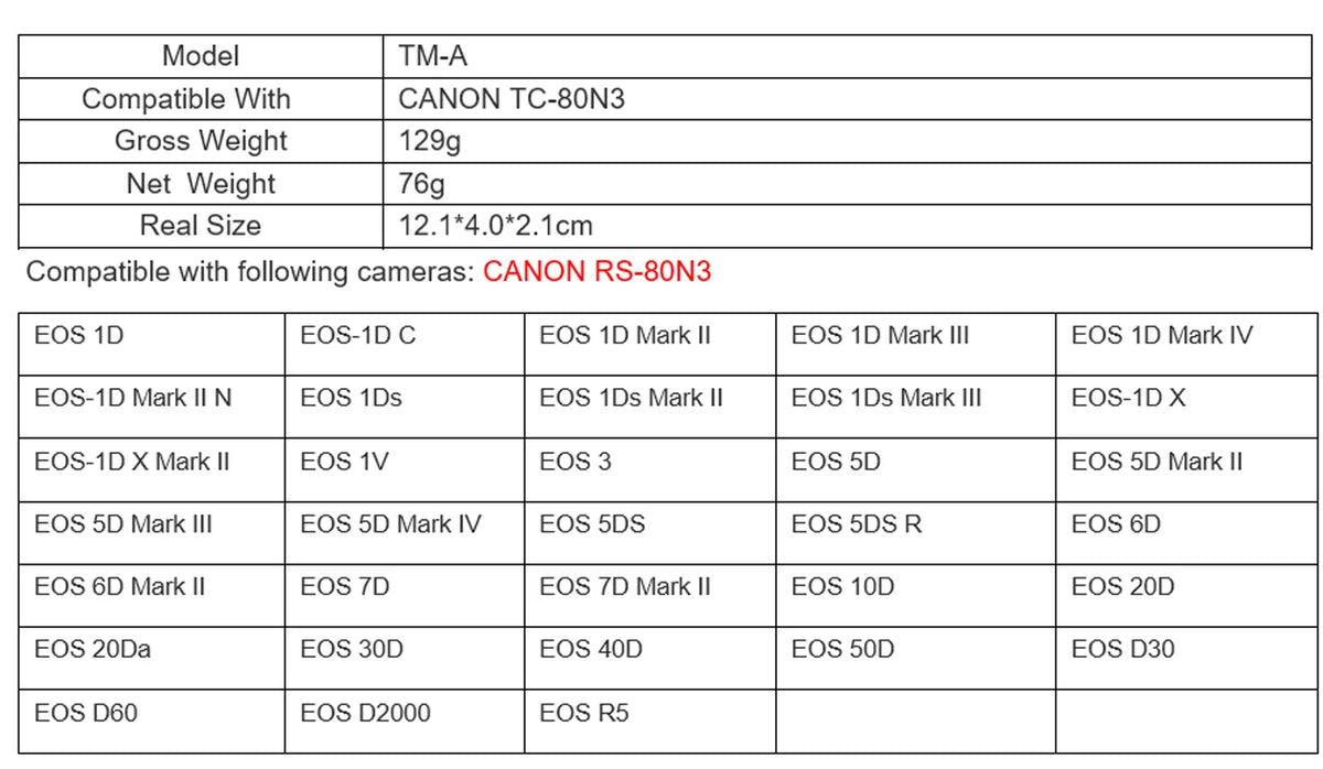 JJC TM-A Intervalometer Timer Remote Shutter Cord for EOS 1D 1D C 1D Mark II III IV II N 1Ds Mark II III 1D X 1D X Mark II 5D Mark II III IV 5DS 5DS R 6D 6D Mark II 7D 7D Mark II 50D EOS R5